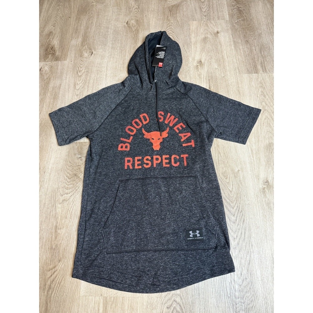 Under Armour Sweatshirt Mens Small Loose Gray Project Rock Gym Workout Hoodie
